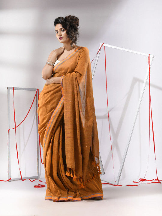 Zari Detailed Pure Cotton Saree – Tradition Draped in Elegance
