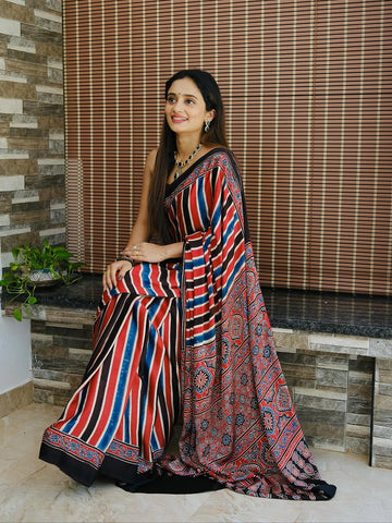 Anamika Ajrakh Modal silk saree