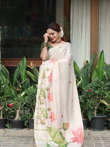 Premium Heavy Linen Cotton Saree | Perfect for Office & Casual Wear