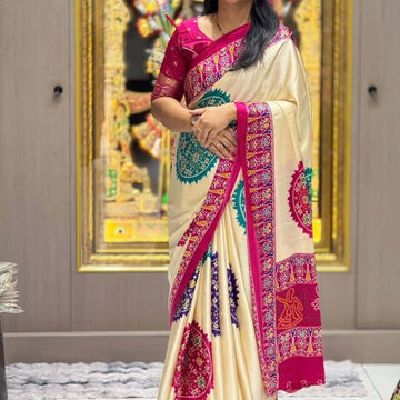 Kasumbo Semi Gaji AJRrakh Gajji Bandhej Pure Gajji Soft Silk Saree