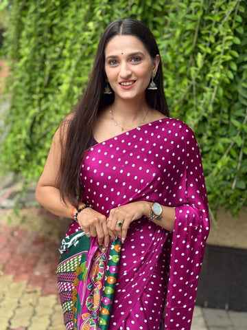 Kalamkari Pallu Handcrafted Ajrakh Saree – Traditional Ethnic Wear for Women