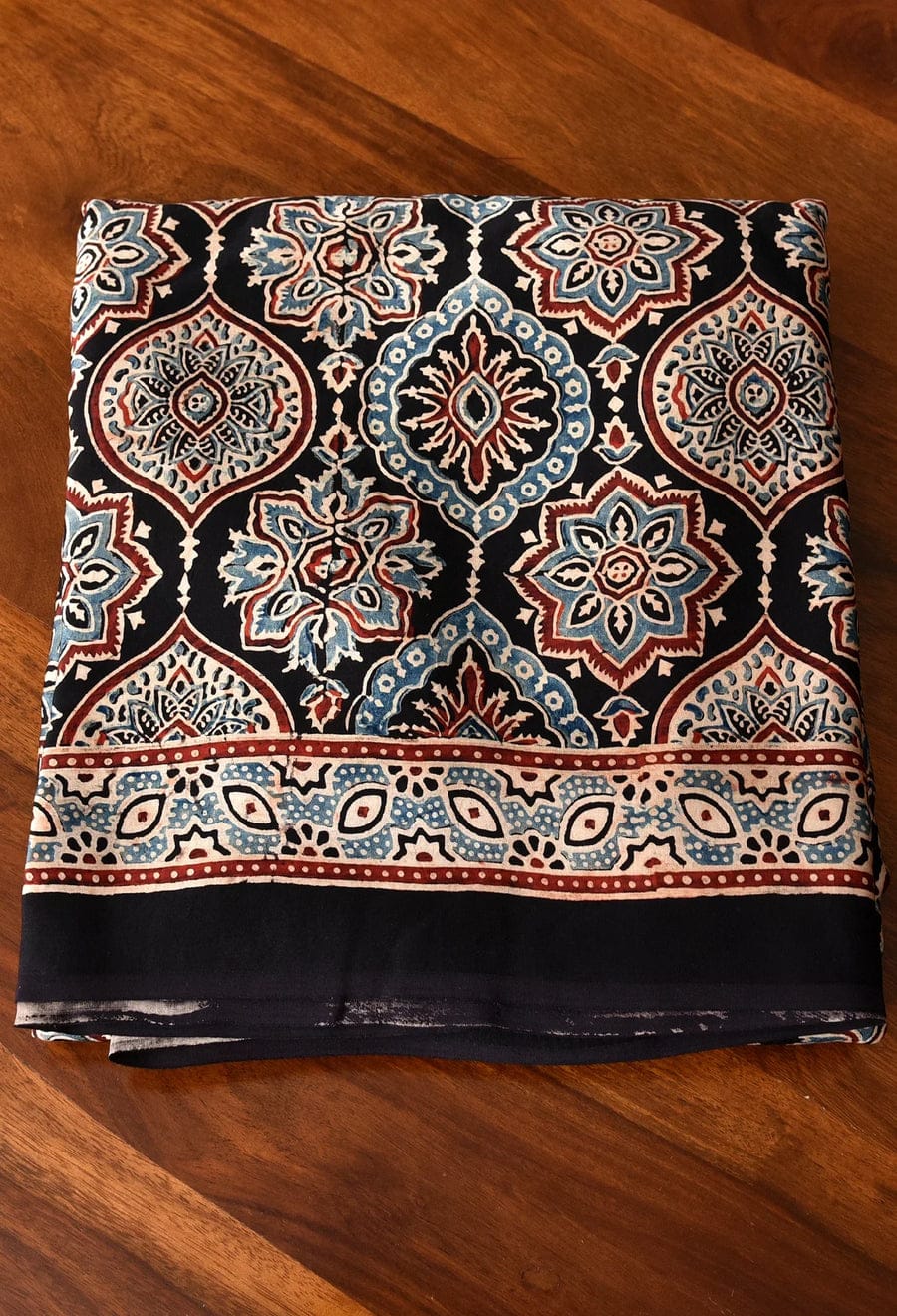 Black Ajrakh Modal silk saree