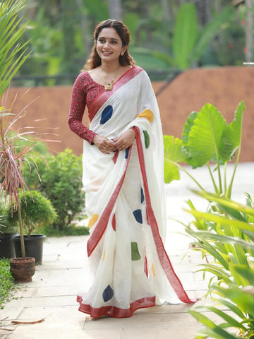 Premium Heavy Linen Cotton Saree | Perfect for Office & Casual Wear