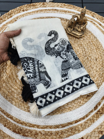 Premium Heavy Linen Cotton Saree | Perfect for Office & Casual Wear