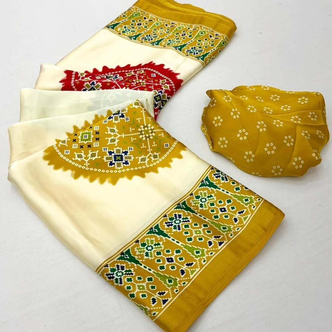 Kasumbo Semi Gaji AJRrakh Gajji Bandhej Pure Gajji Soft Silk Saree